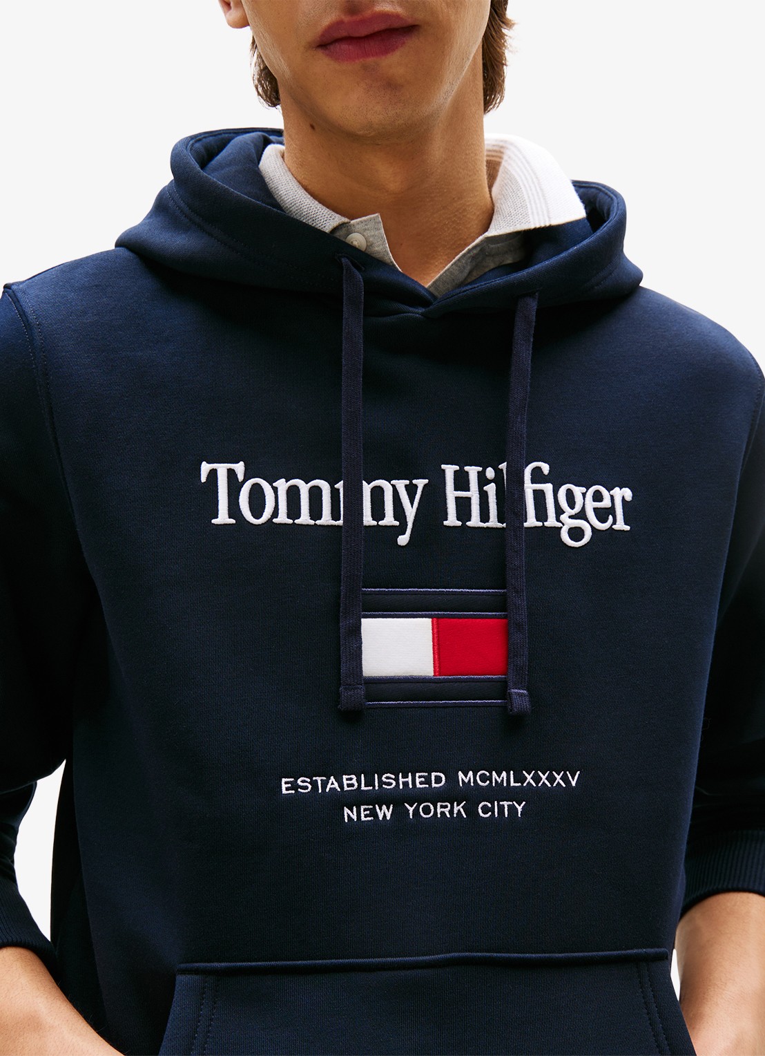 Tommy Hilfiger Hoodie met logoborduring - detail 2 donkerblauw