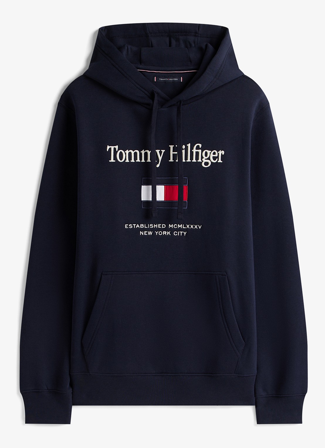 Tommy Hilfiger Hoodie met logoborduring - voorkant 4 donkerblauw