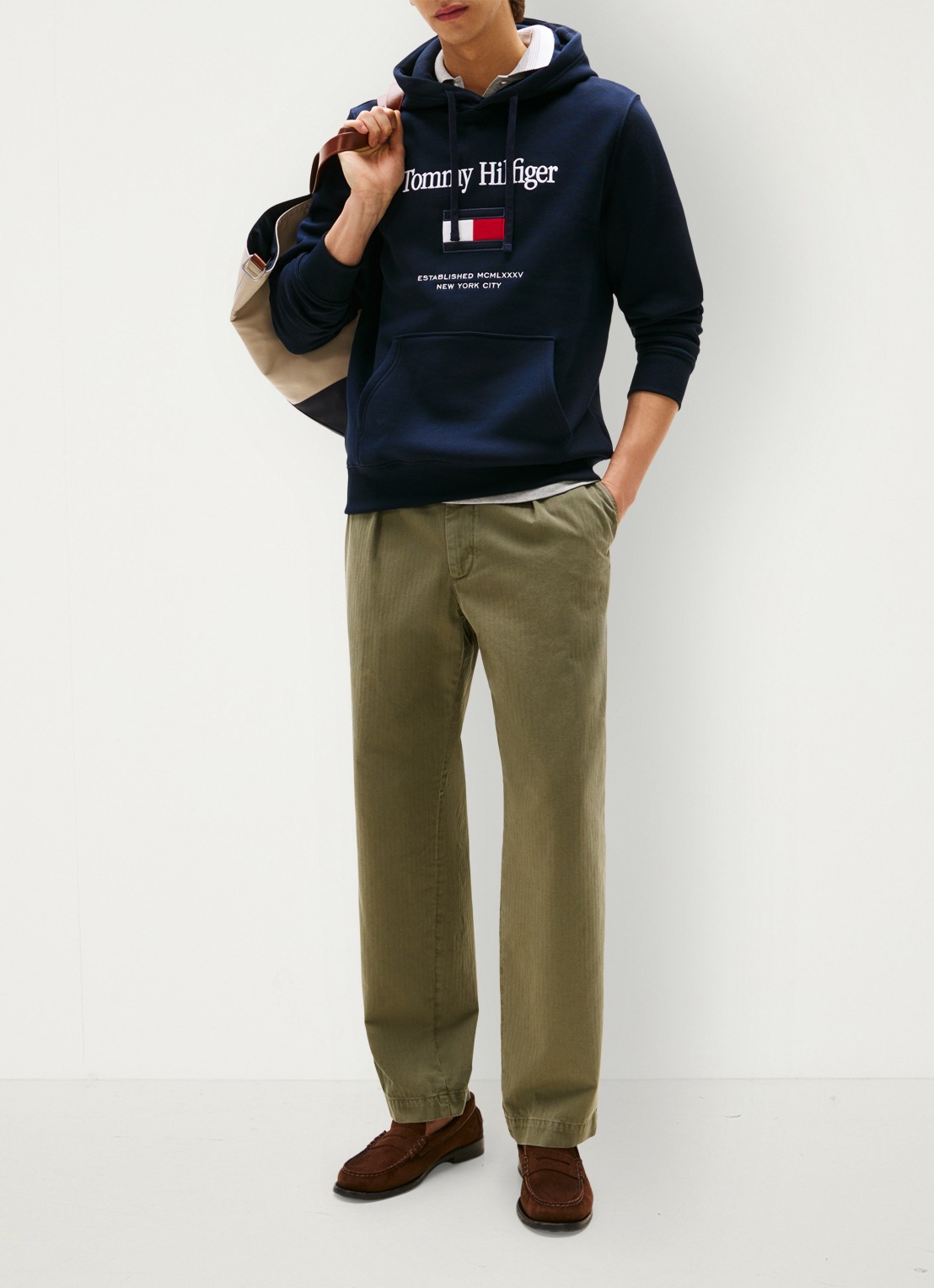 Tommy Hilfiger Hoodie met logoborduring - voorkant 5 donkerblauw