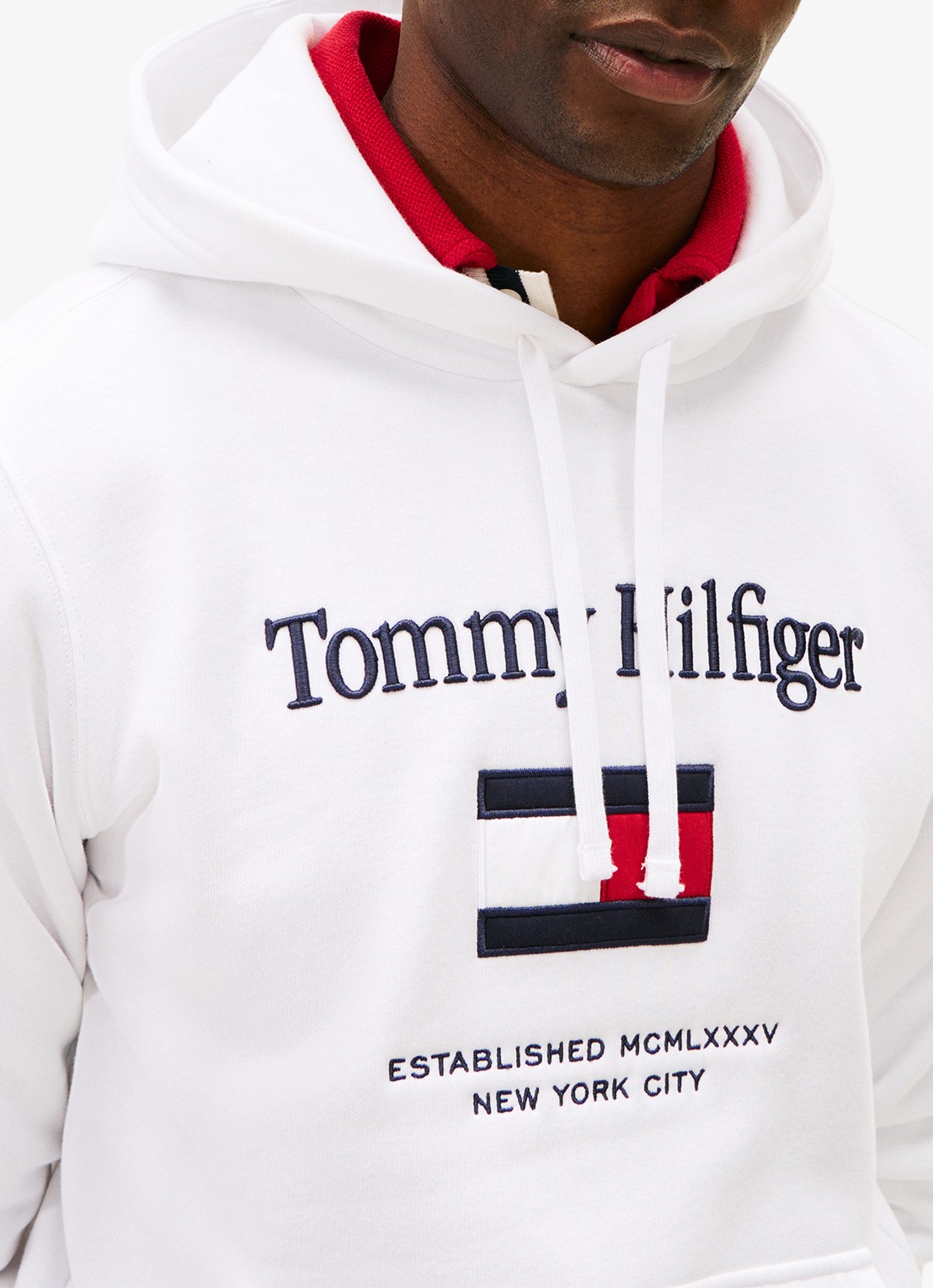 Tommy Hilfiger Hoodie met logoborduring - detail 3 wit