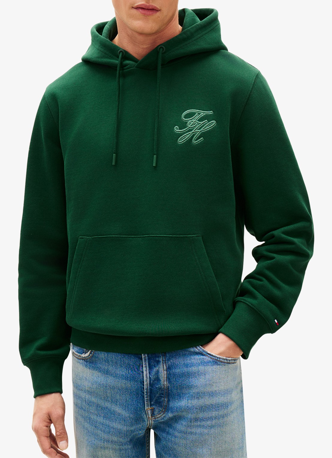 Tommy Hilfiger Hoodie met logoborduring - detail 3 donkergroen