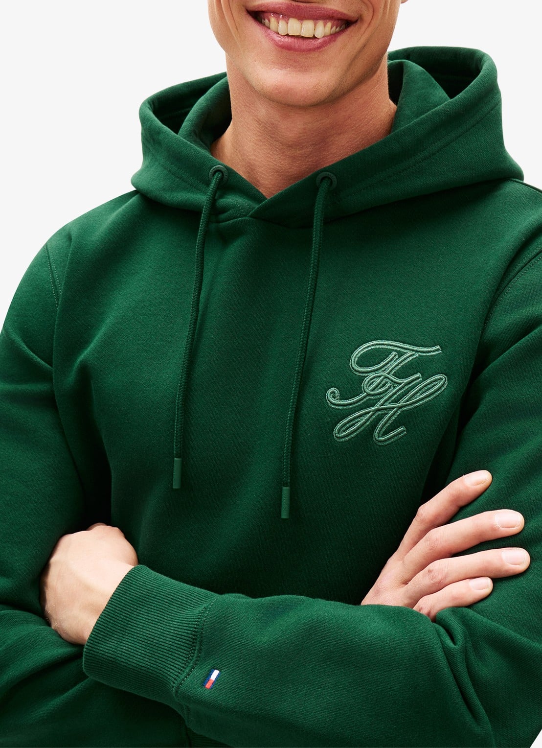 Tommy Hilfiger Hoodie met logoborduring - detail 4 donkergroen