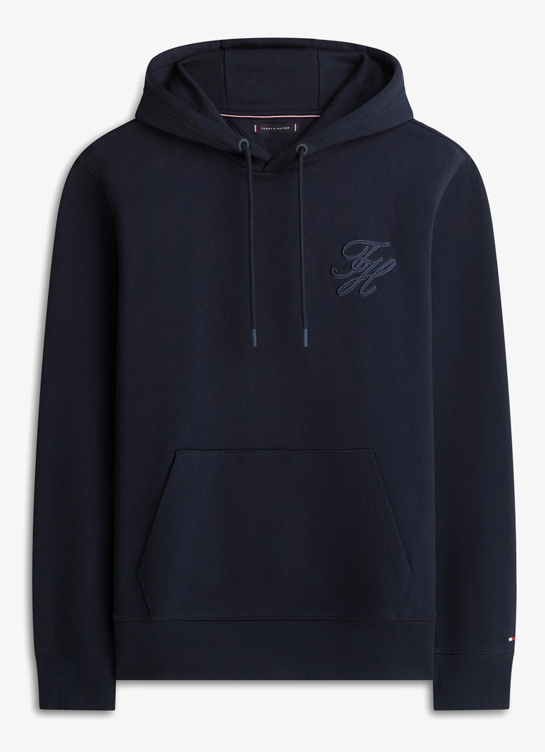 Tommy Hilfiger Hoodie met logoborduring - voorkant donkerblauw