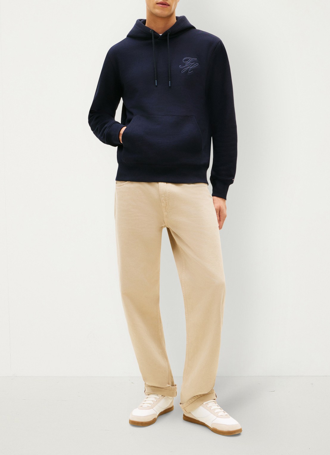 Tommy Hilfiger Hoodie met logoborduring - voorkant 2 donkerblauw