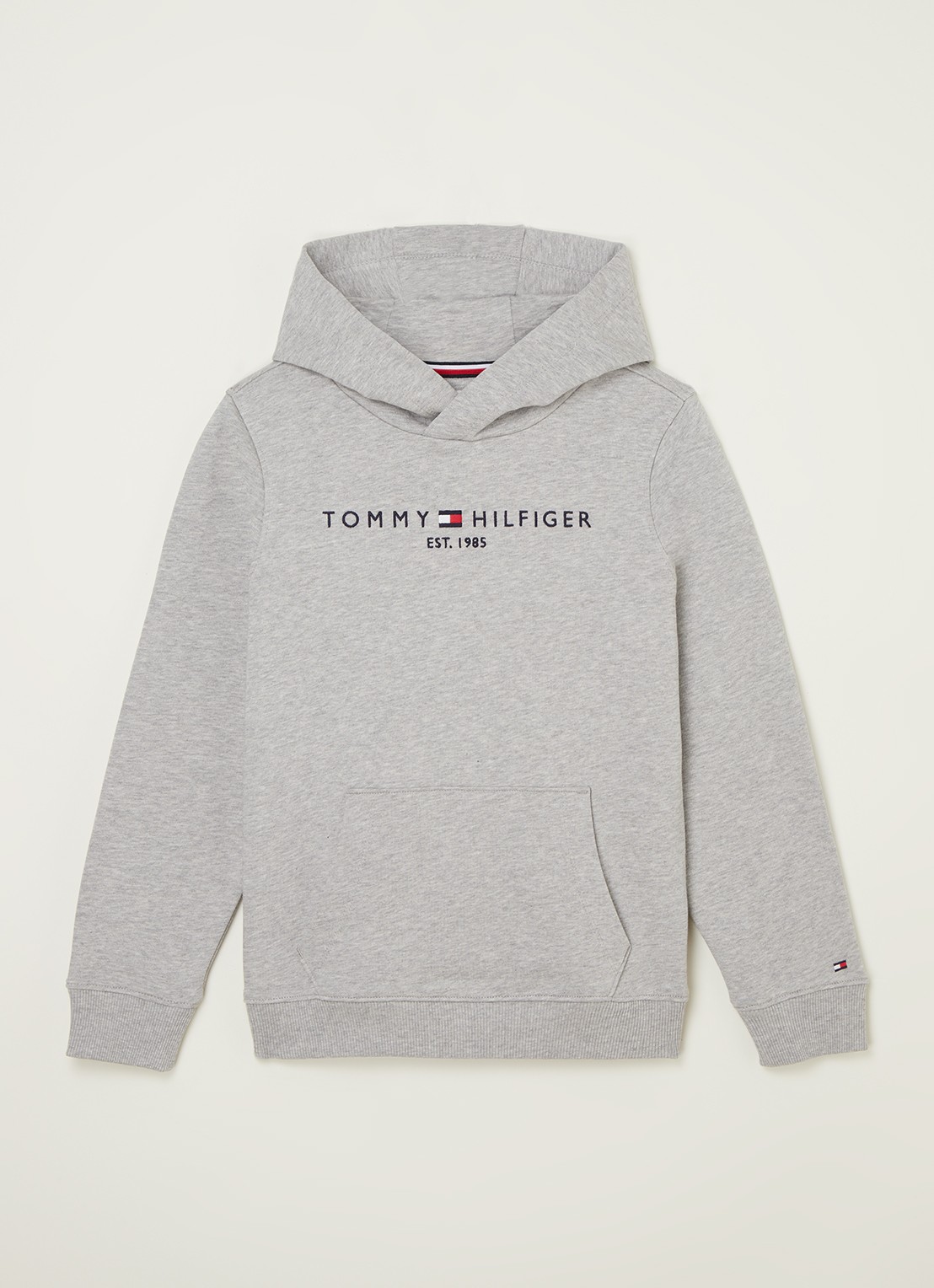 Tommy Hilfiger Hoodie met logoborduring - voorkant 3 grijsmele