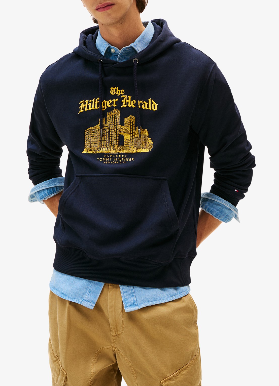 Tommy Hilfiger Hoodie met logoprint - detail 2 donkerblauw