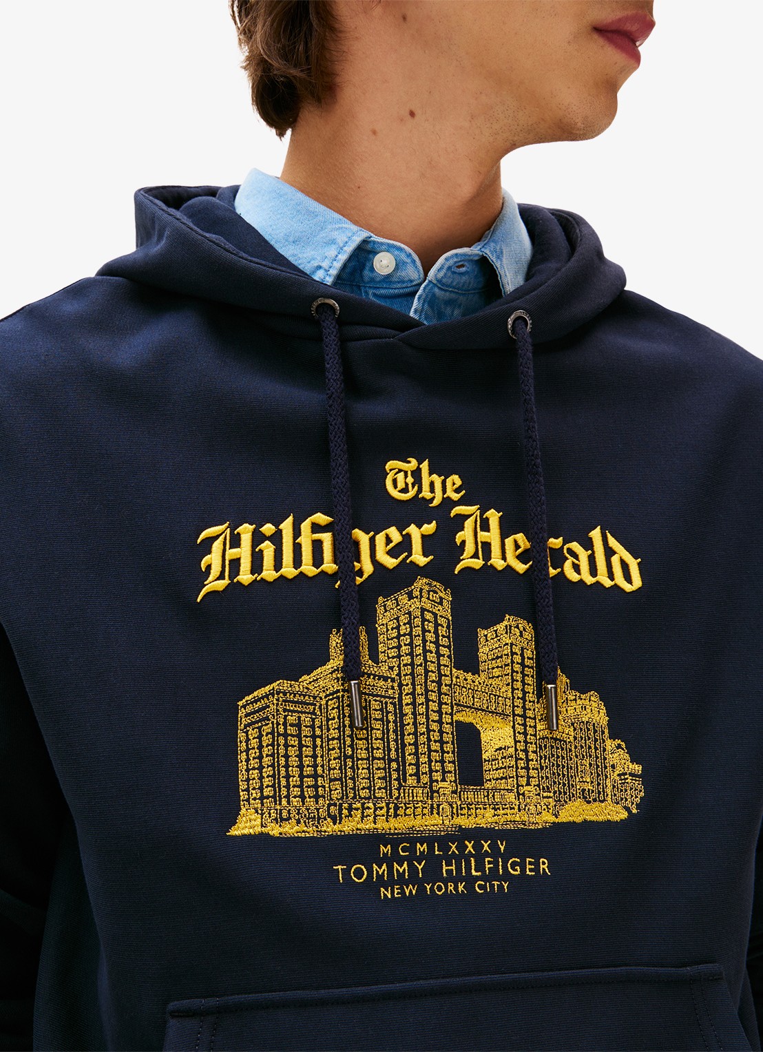 Tommy Hilfiger Hoodie met logoprint - detail 3 donkerblauw