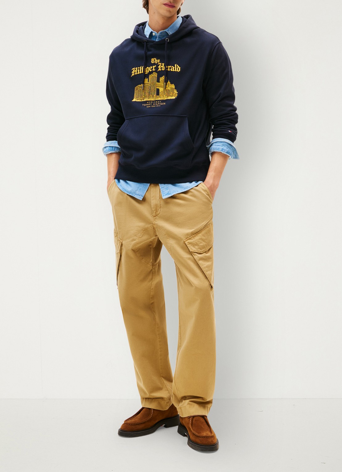 Tommy Hilfiger Hoodie met logoprint - voorkant 5 donkerblauw