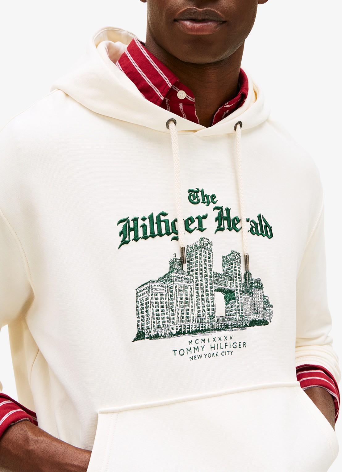 Tommy Hilfiger Hoodie met logoprint - detail 2 ivoor