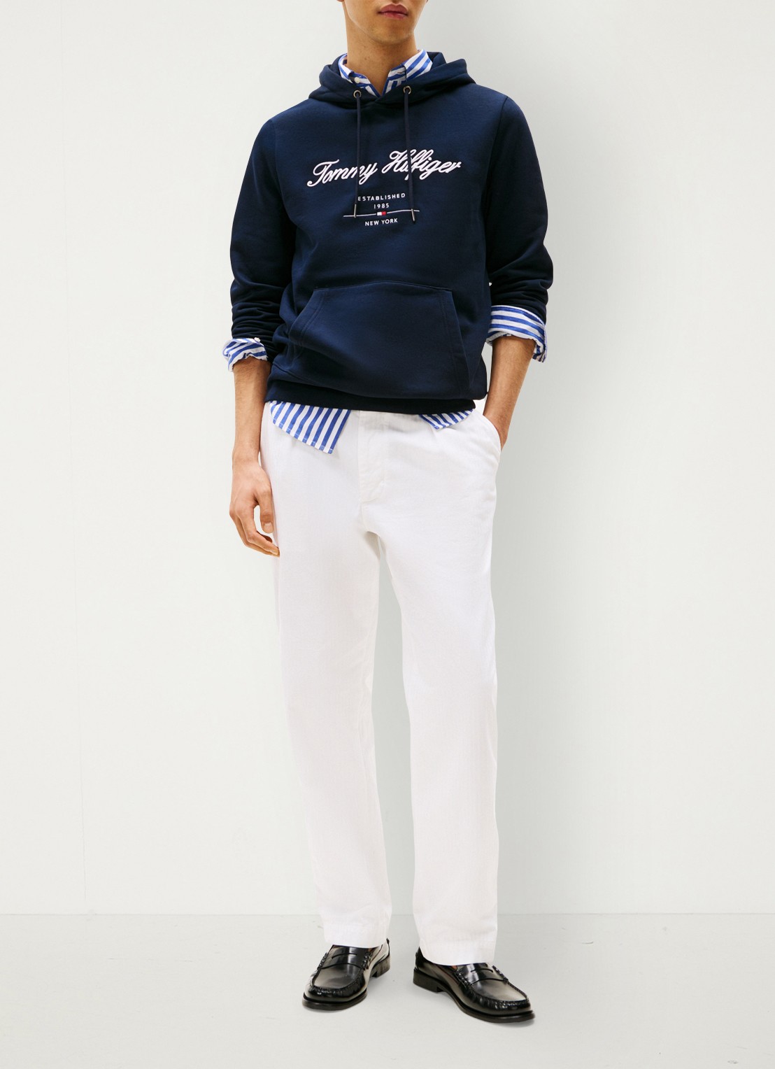 Tommy Hilfiger Hoodie met logoprint - voorkant 5 donkerblauw