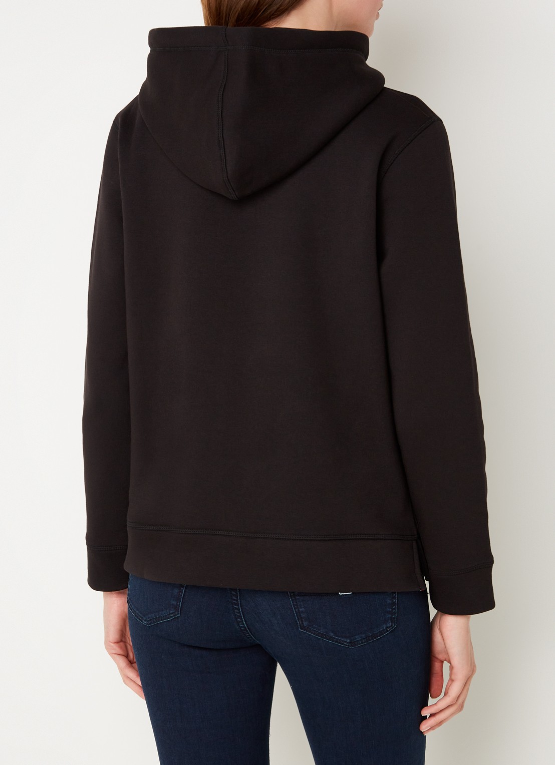 Tommy Hilfiger Hoodie van fleece met logoborduring - achterkant zwart