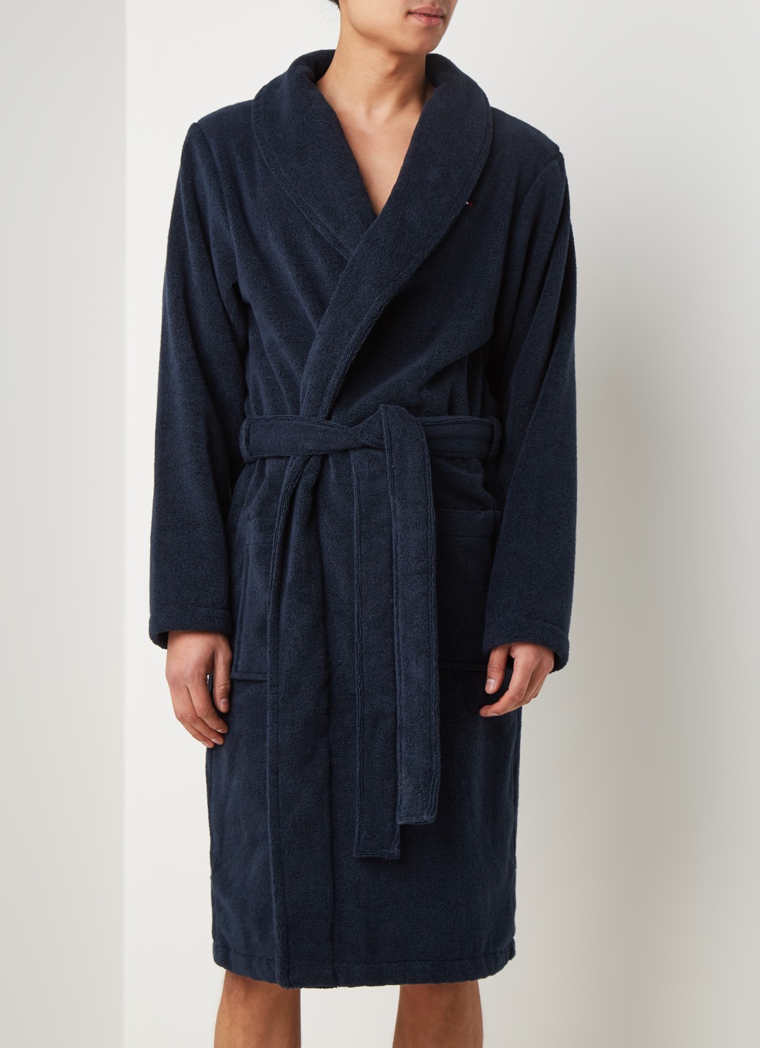 Tommy Hilfiger Icon badjas van katoen - detail donkerblauw