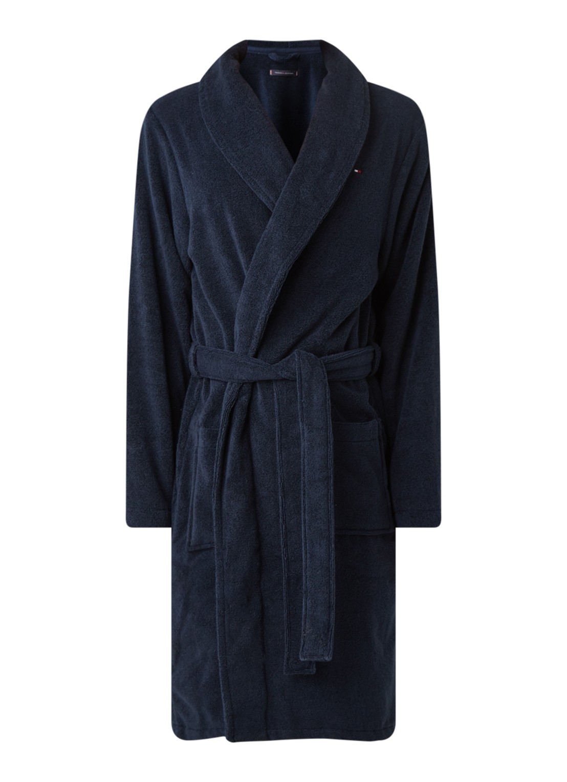Tommy Hilfiger Icon badjas van katoen - voorkant 2 donkerblauw