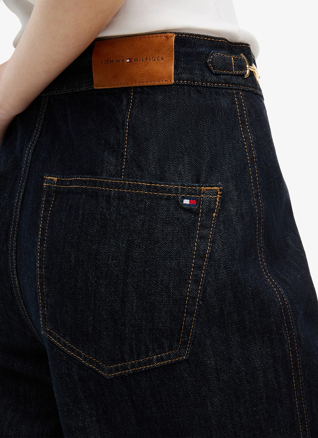 Tommy Hilfiger Indie '70s high waist wide leg jeans met donkere wassing - detail 3 donkerblauw
