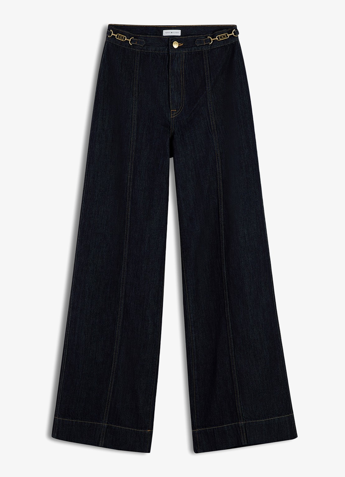 Tommy Hilfiger Indie '70s high waist wide leg jeans met donkere wassing - voorkant 5 donkerblauw