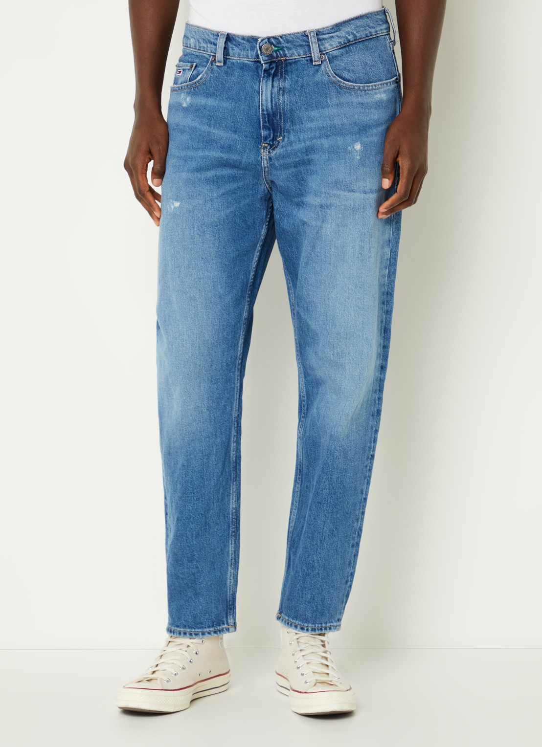 Tommy Hilfiger Isaac slim fit jeans met medium wassing  - detail indigo