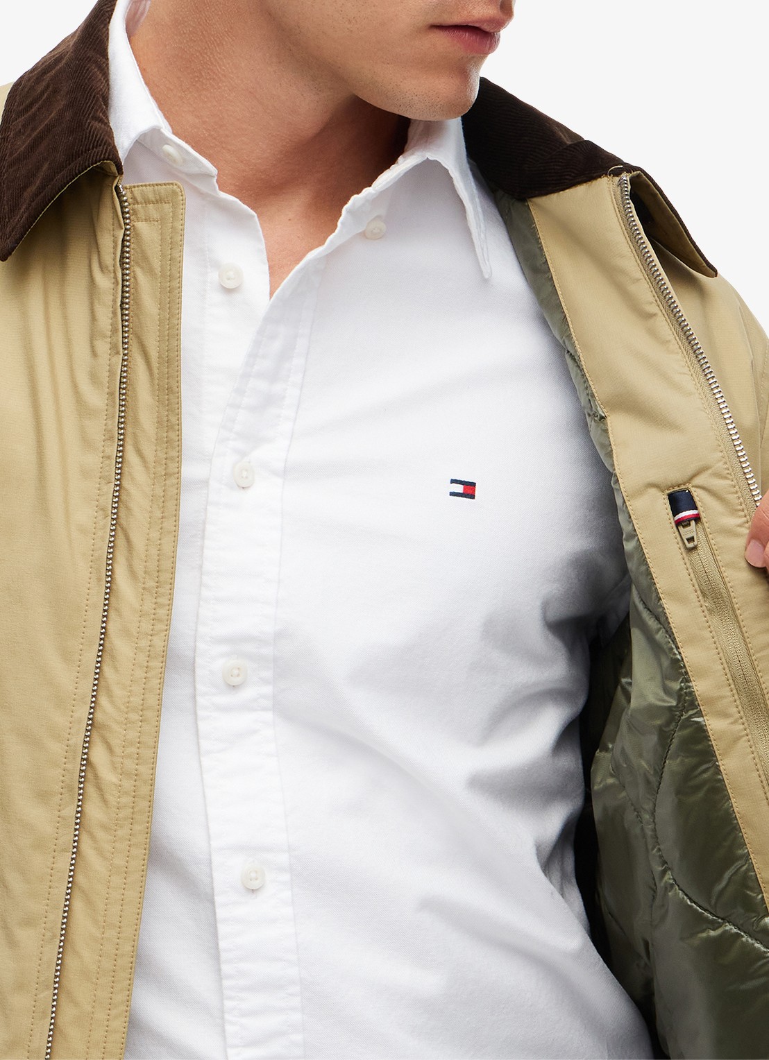 Tommy Hilfiger  Ivy jas met details van corduroy  - detail 3 khaki