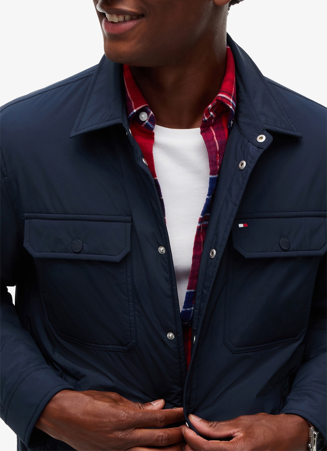 Tommy Hilfiger Jack met borstzakken - detail 3 donkerblauw