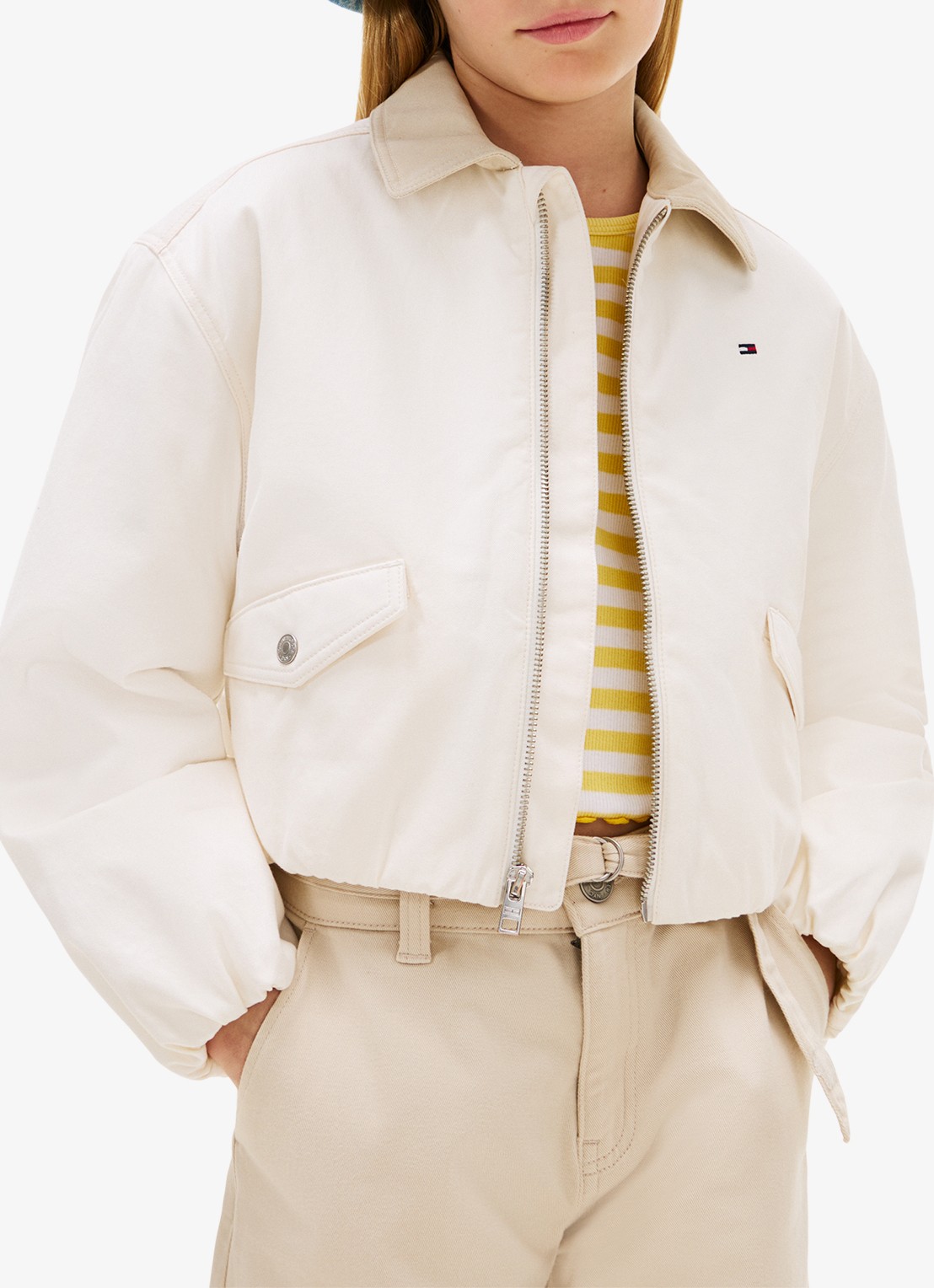 Tommy Hilfiger Jack met kraag en logo - detail 4 gebroken wit