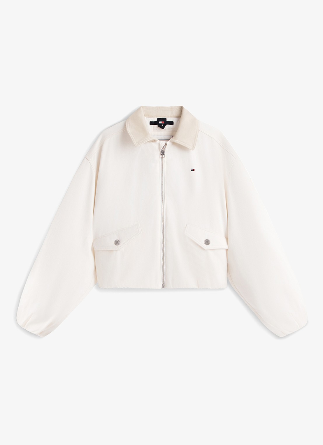 Tommy Hilfiger Jack met kraag en logo - voorkant 2 gebroken wit