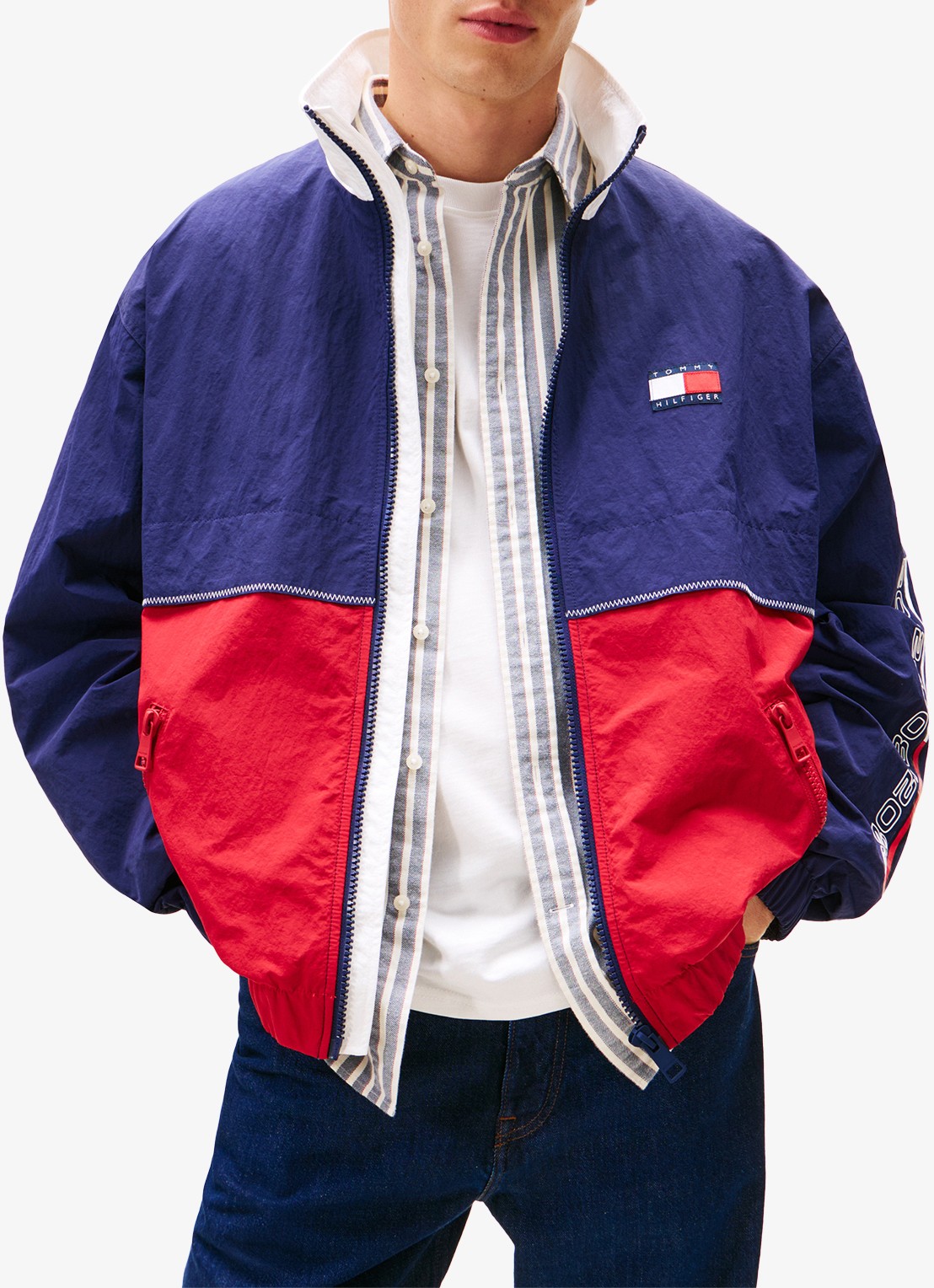 Tommy Hilfiger Jack met logo- en backprint - achterkant 8 donkerblauw