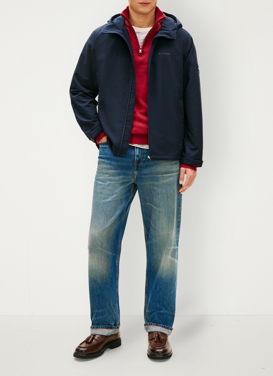 Tommy Hilfiger Jack met logo en steekzakken - voorkant 3 blauw