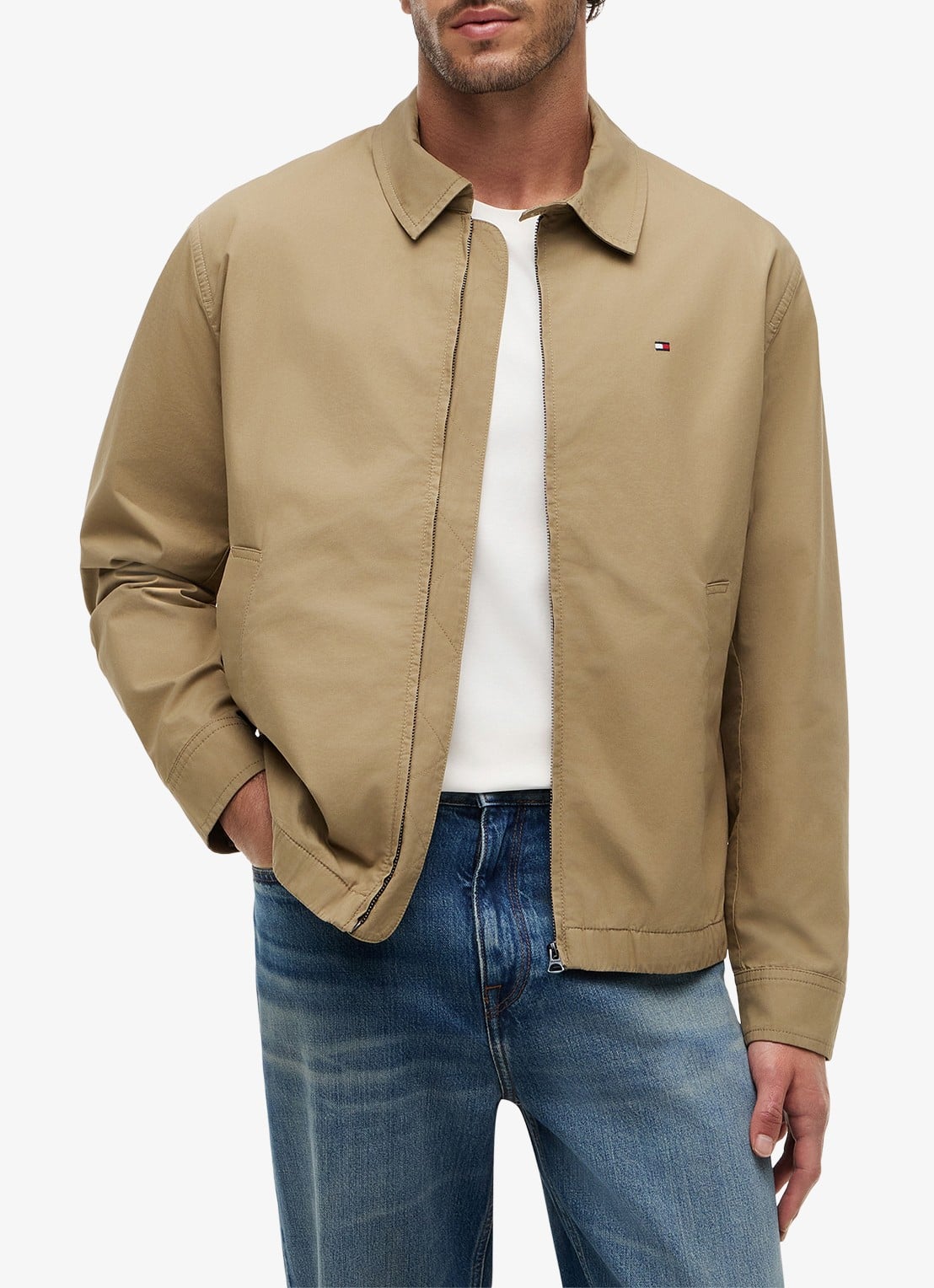 Tommy Hilfiger Jack met logoborduring - detail beige