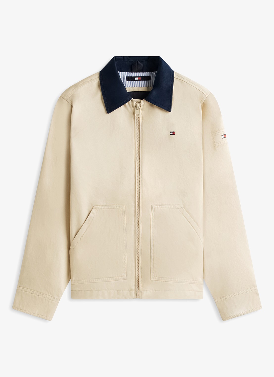 Tommy Hilfiger Jack met logoborduring - voorkant 5 beige