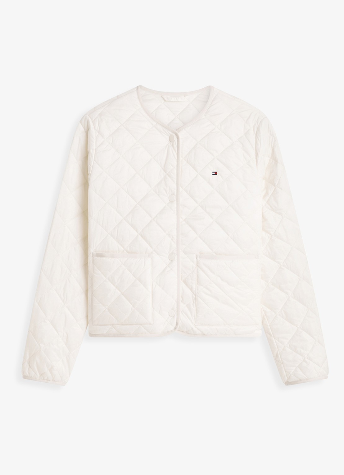 Tommy Hilfiger Jack met quilt patroon en steekzakken - voorkant 2 beige