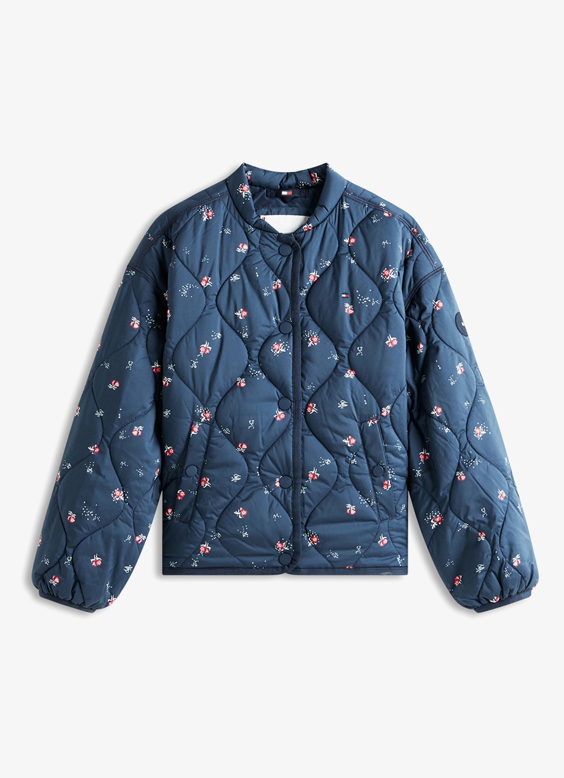 Tommy Hilfiger Jack met quilt patroon en steekzakken - voorkant donkerblauw