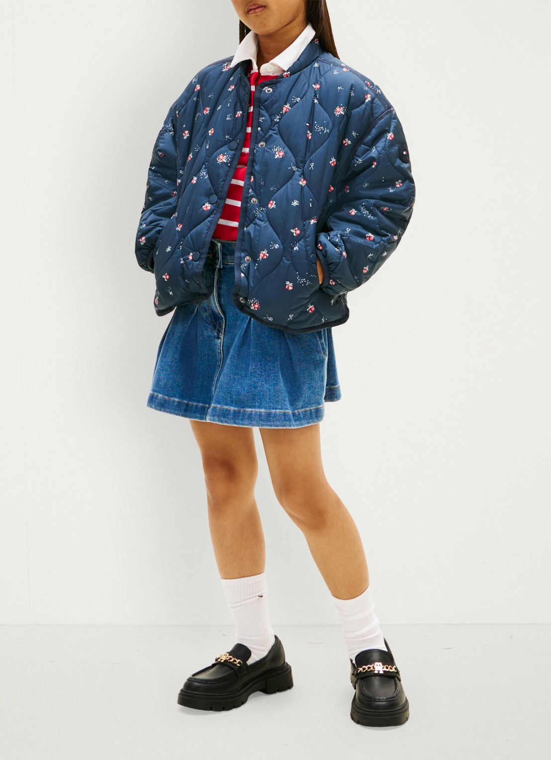 Tommy Hilfiger Jack met quilt patroon en steekzakken - voorkant 2 donkerblauw