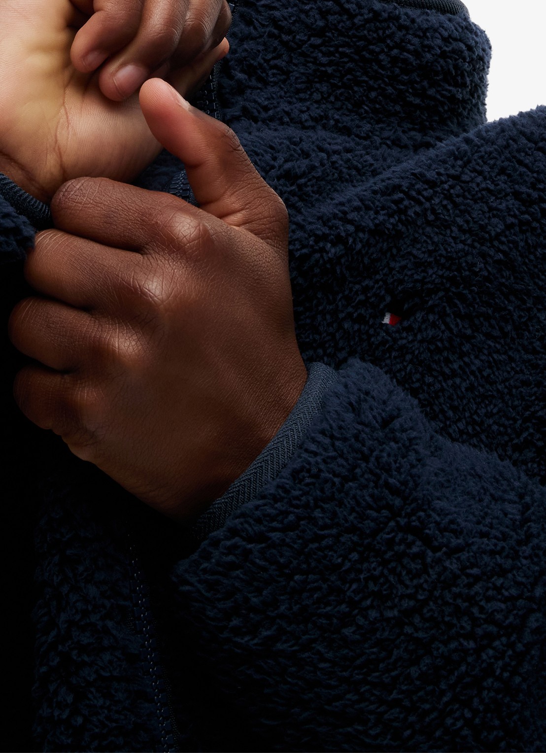 Tommy Hilfiger Jack van fleece met logo - detail 5 donkerblauw