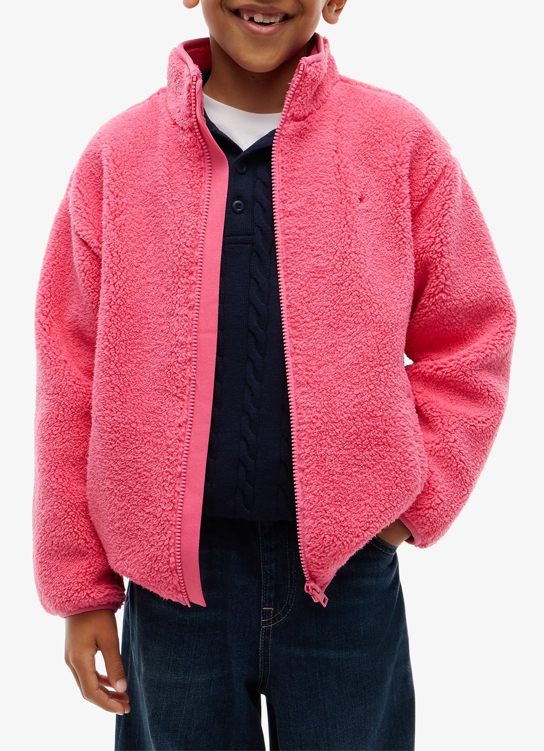 Tommy Hilfiger Jack van fleece met logo - detail 3 roze