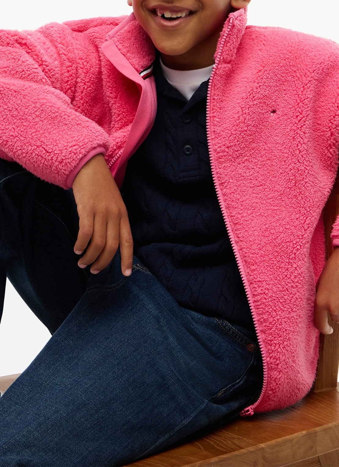 Tommy Hilfiger Jack van fleece met logo - detail 4 roze
