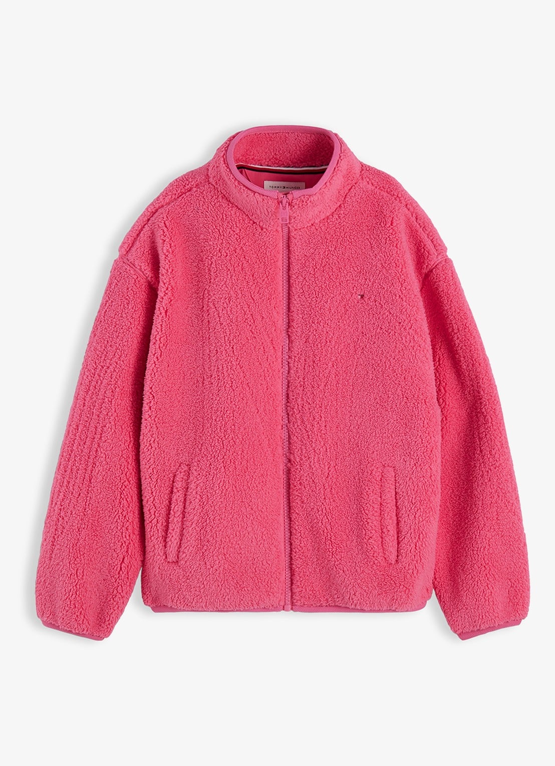 Tommy Hilfiger Jack van fleece met logo - voorkant roze