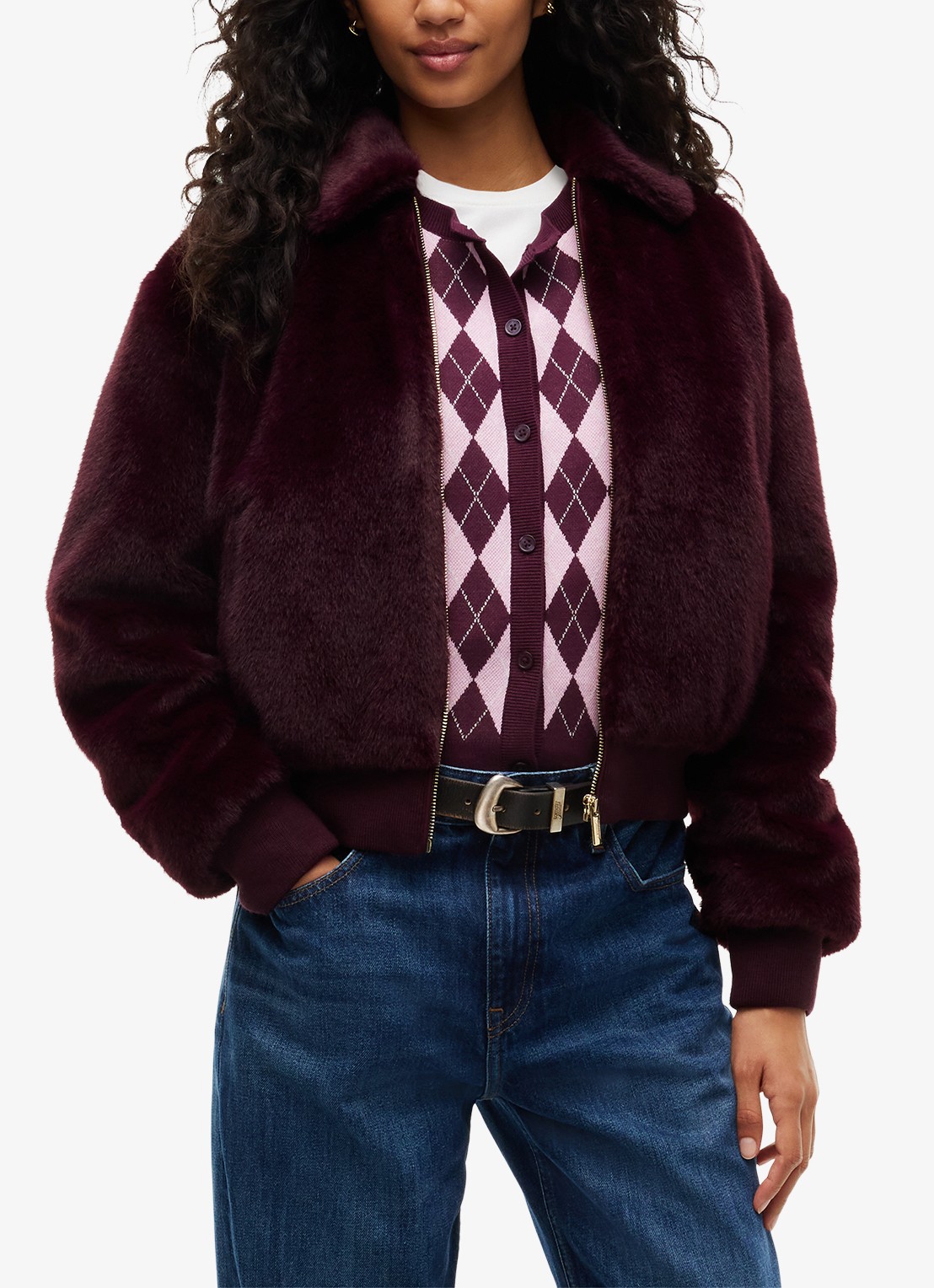 Tommy Hilfiger Jack van imitatiebont - detail donkerrood
