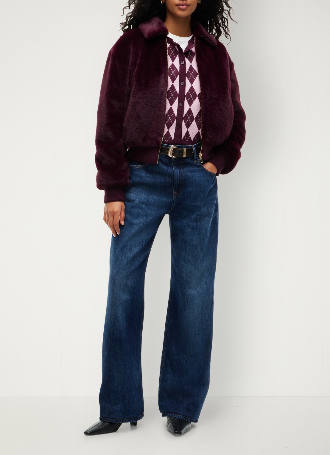 Tommy Hilfiger Jack van imitatiebont - voorkant 6 donkerrood