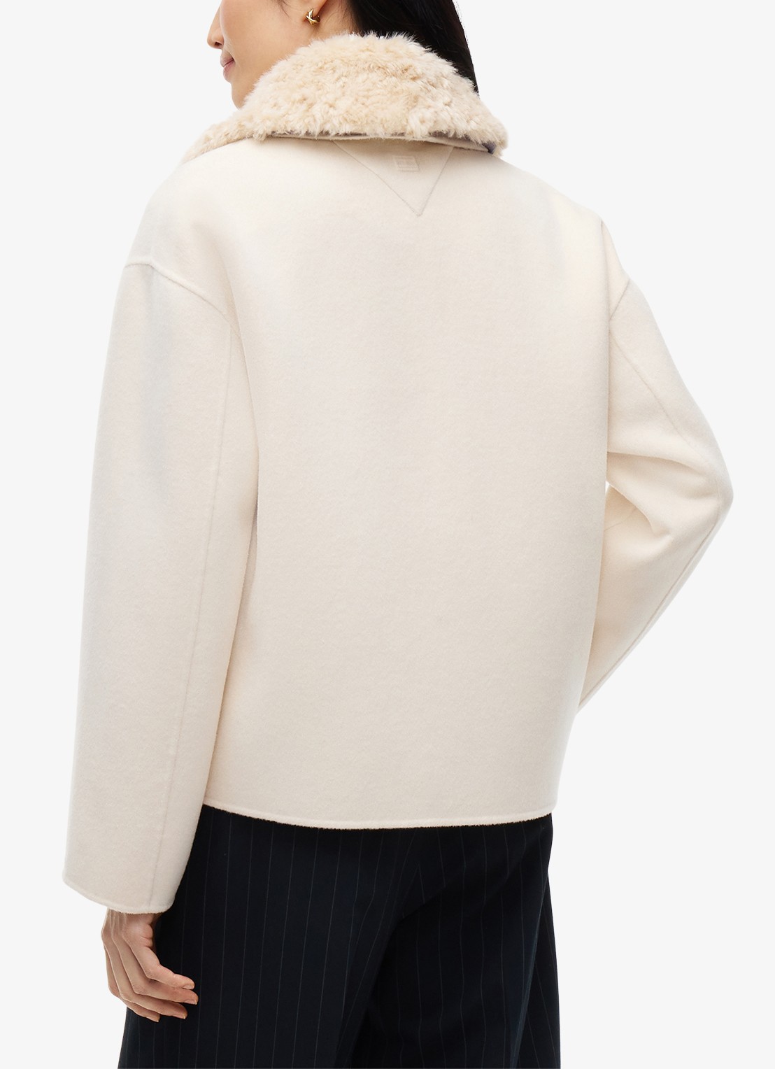 Tommy Hilfiger Jas in wolblend met opgestikte zakken  - achterkant 4 creme