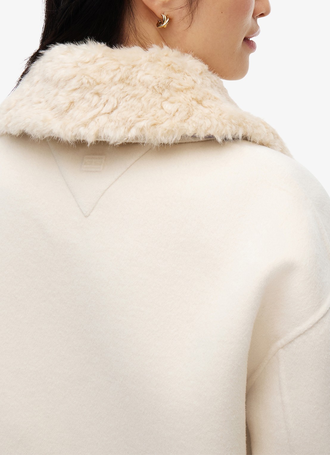 Tommy Hilfiger Jas in wolblend met opgestikte zakken  - detail 2 creme