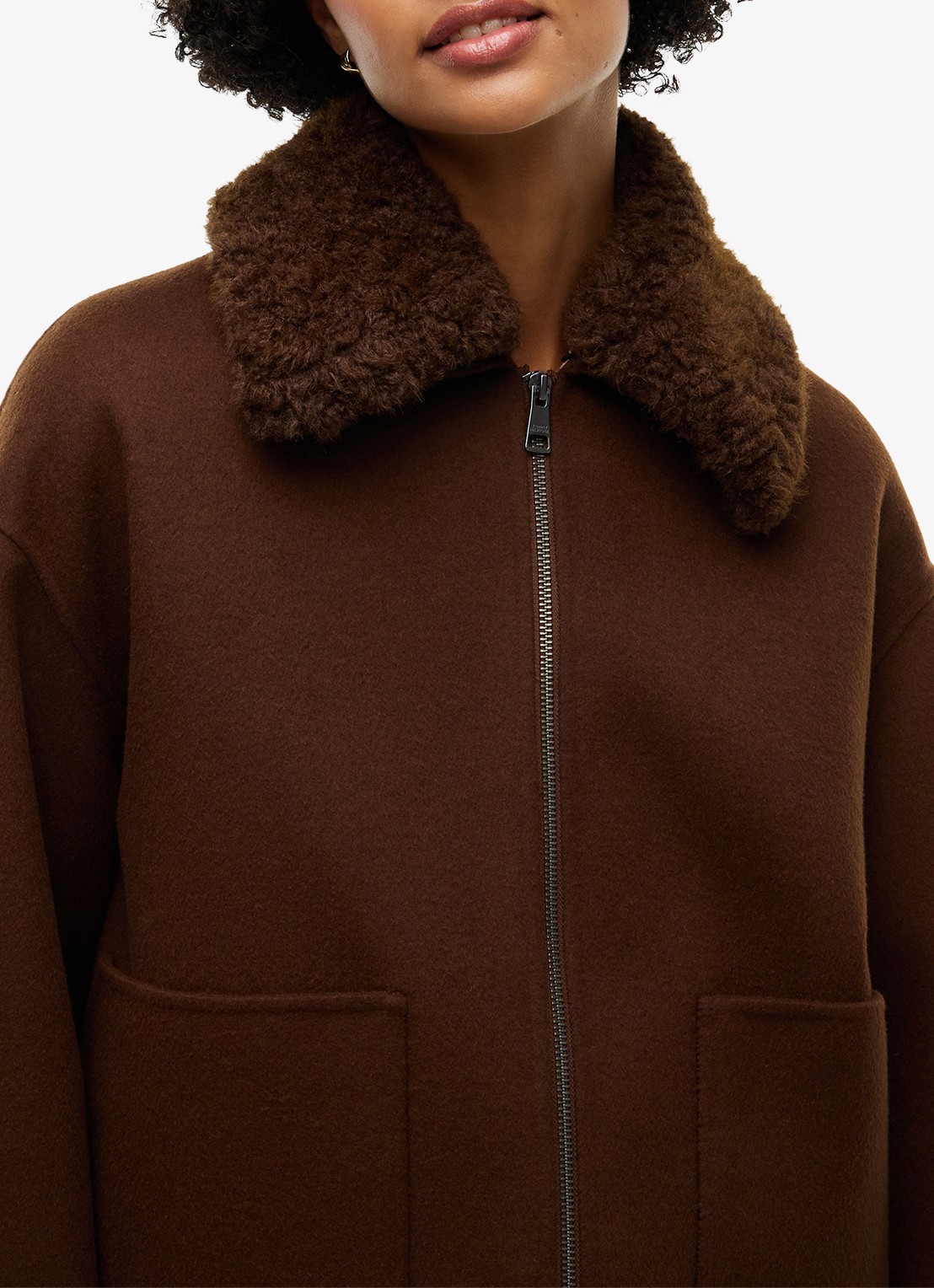 Tommy Hilfiger Jas in wolblend met opgestikte zakken  - detail 2 bruin