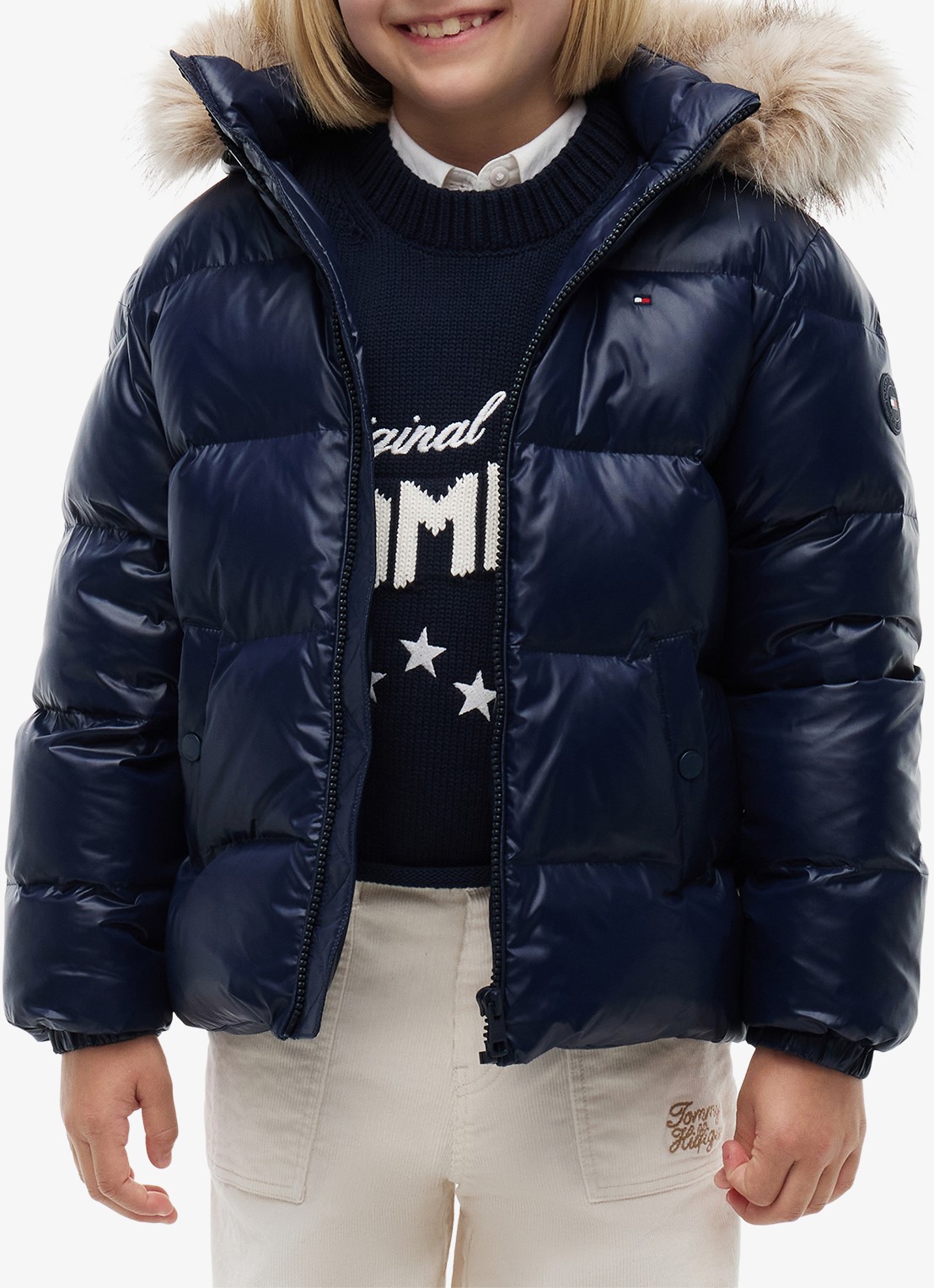 Tommy Hilfiger Jas met donsvulling en capuchon - detail 3 donkerblauw