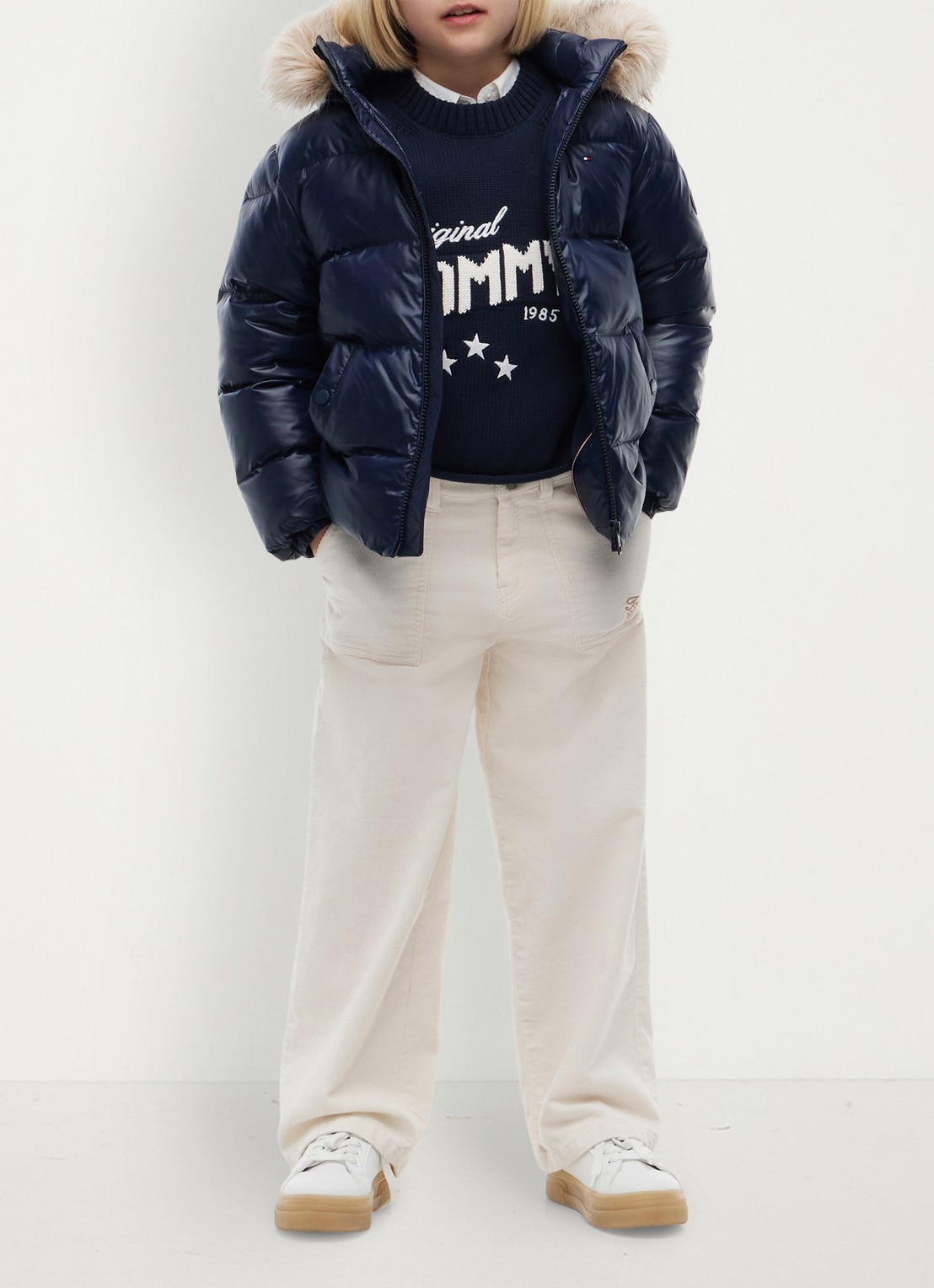 Tommy Hilfiger Jas met donsvulling en capuchon - voorkant 2 donkerblauw