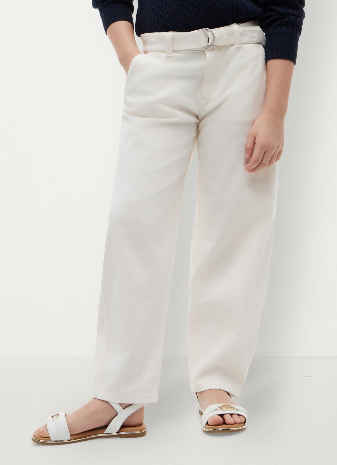 Tommy Hilfiger Jeans met ceintuur - detail wit