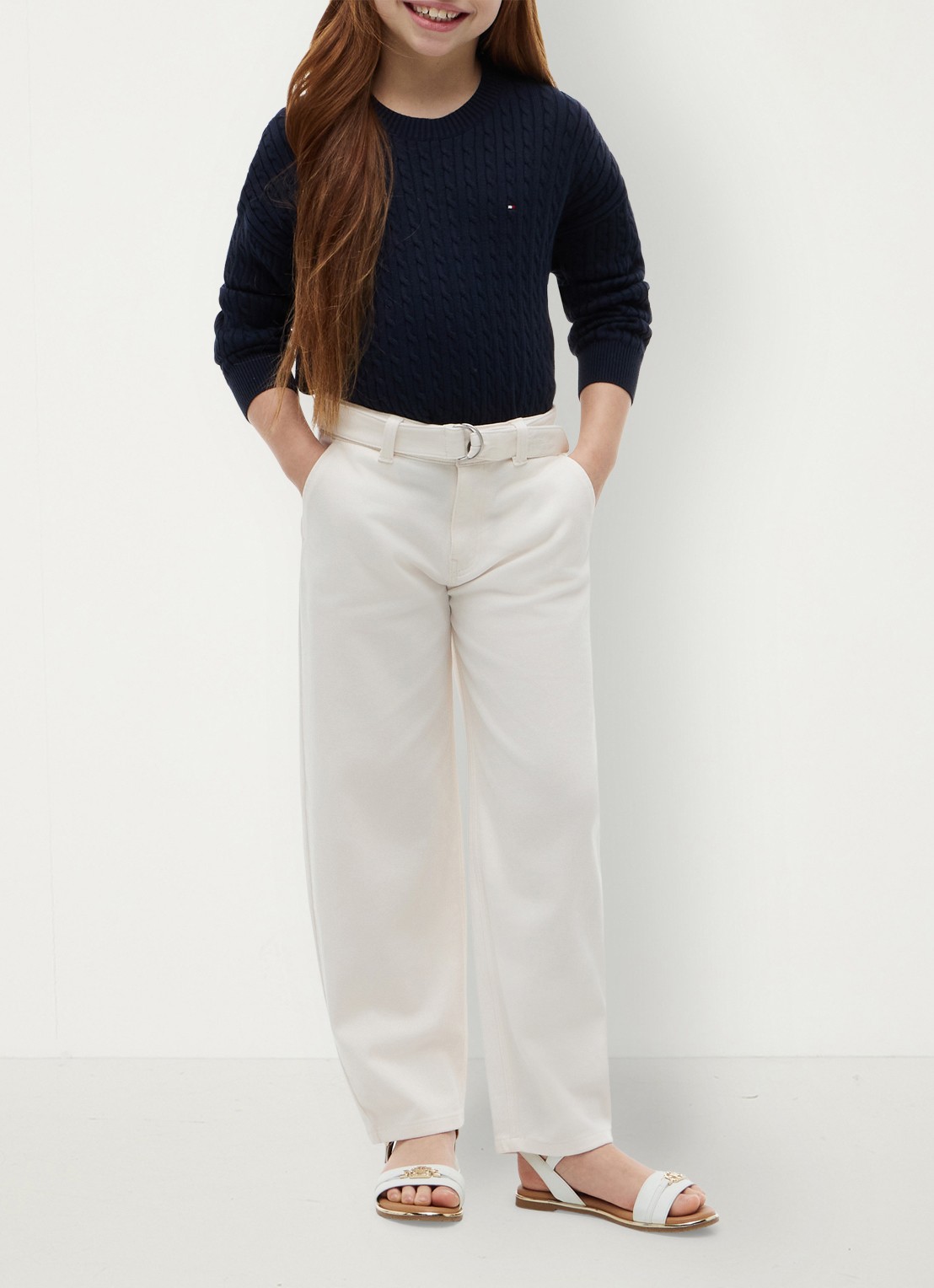 Tommy Hilfiger Jeans met ceintuur - voorkant 5 wit