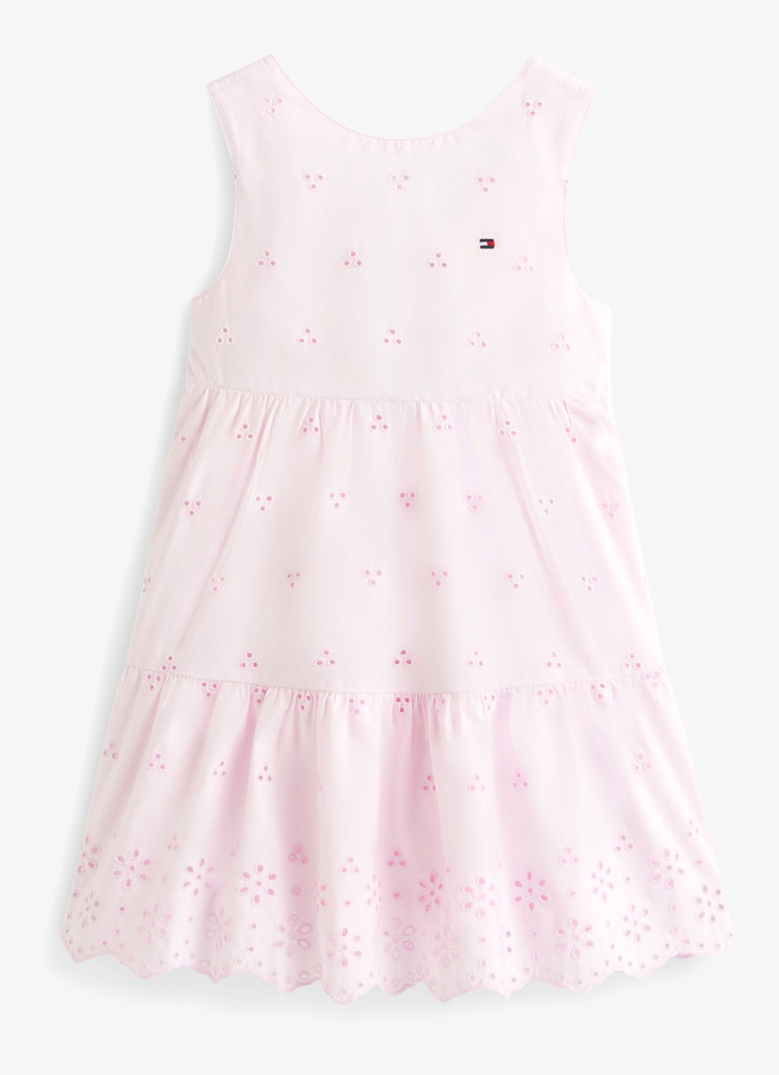 Tommy Hilfiger Jurk met broderie en logoborduring - voorkant 4 roze