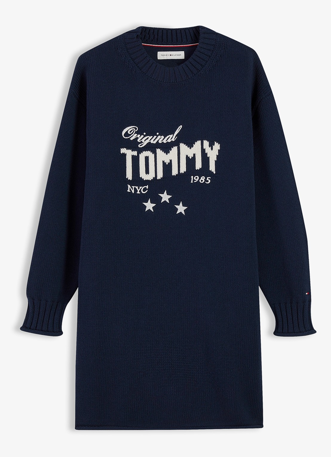 Tommy Hilfiger Jurk met logoborduring - voorkant 2 donkerblauw