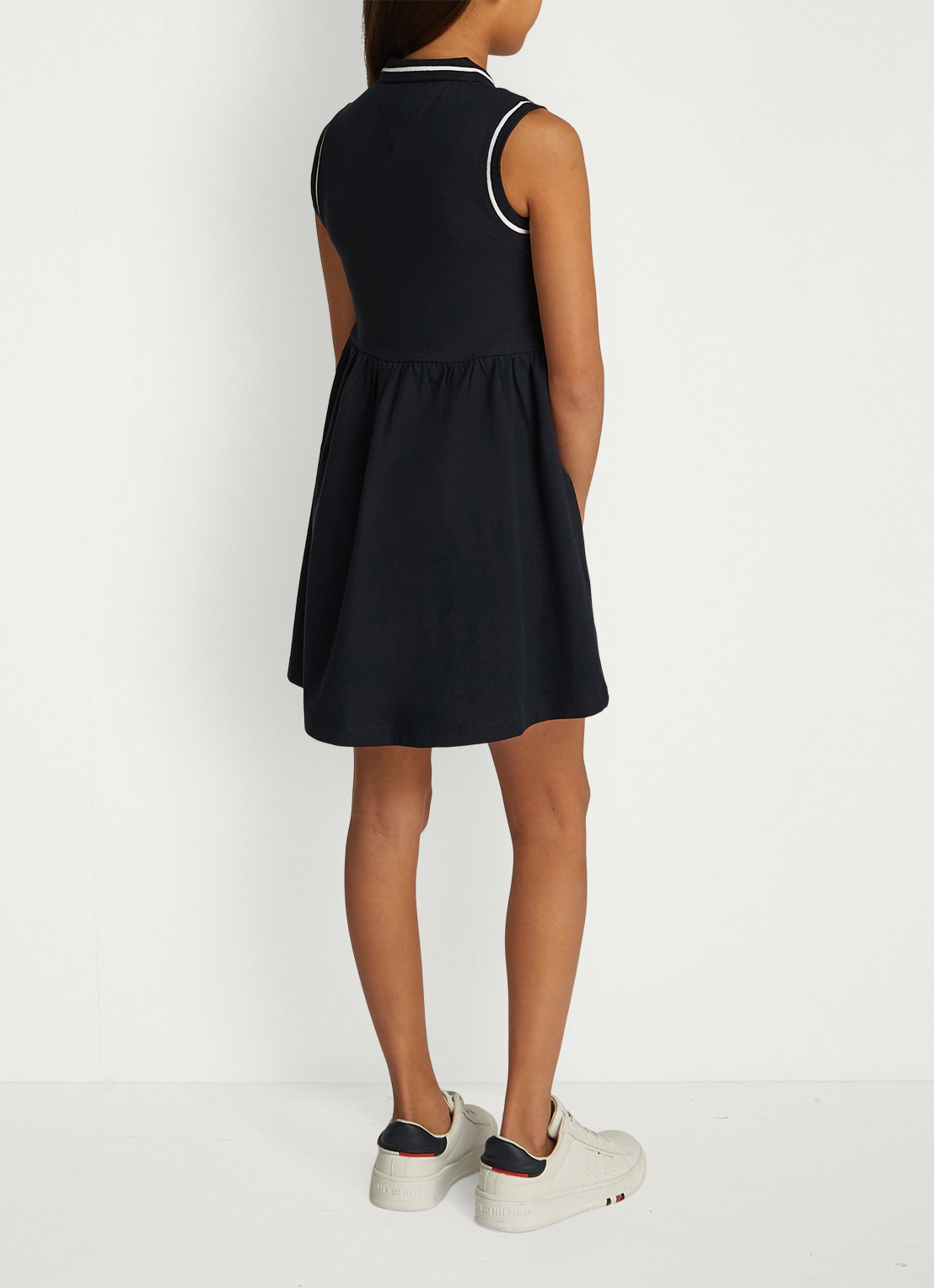 Tommy Hilfiger Jurk met polokraag - achterkant 3 donkerblauw