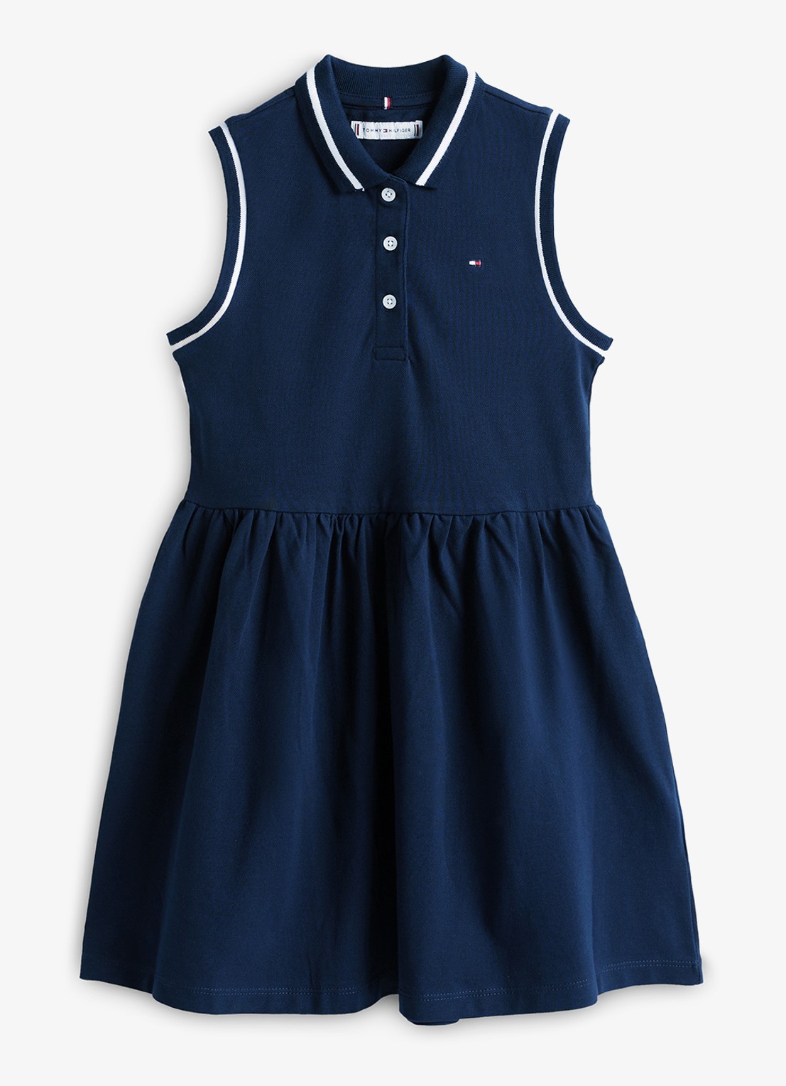 Tommy Hilfiger Jurk met polokraag - voorkant donkerblauw