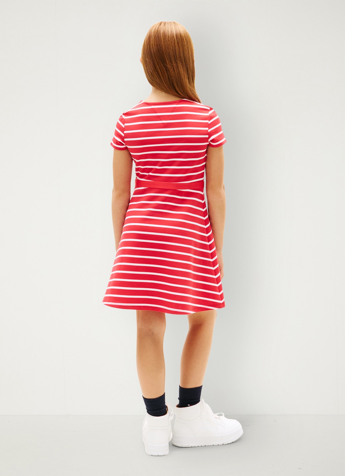 Tommy Hilfiger Jurk met streepprint  - achterkant 5 rood