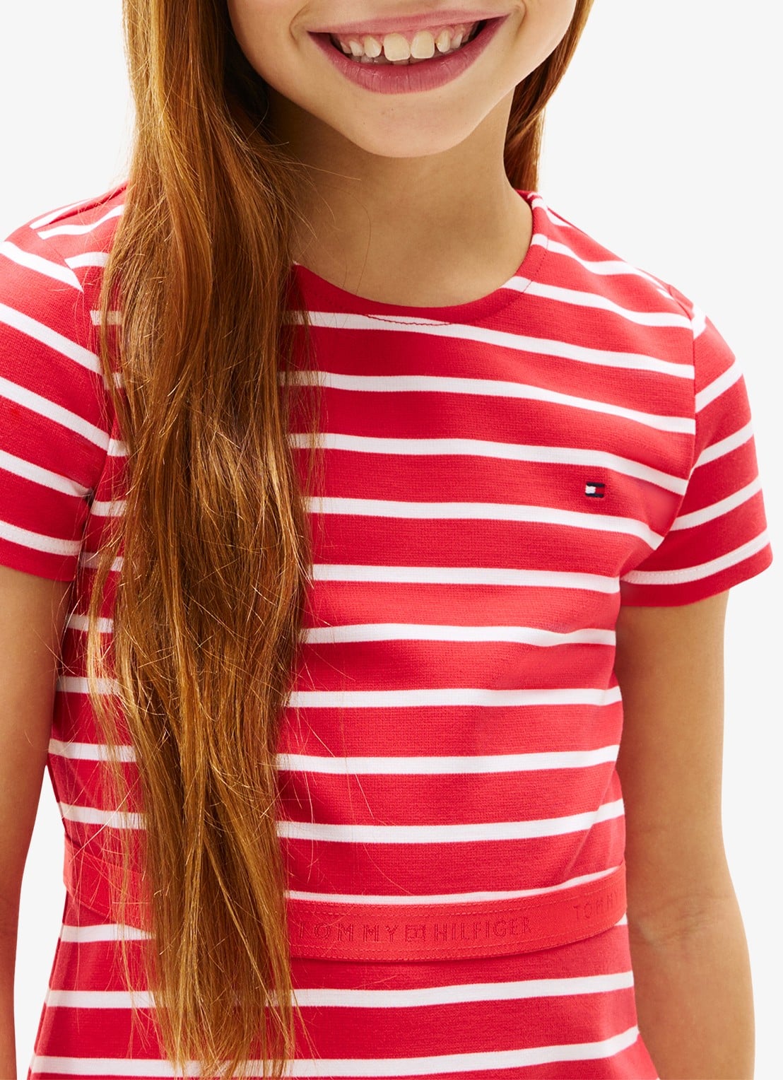Tommy Hilfiger Jurk met streepprint  - detail 3 rood